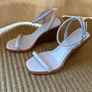 NEW Rebecca Minkoff Perla Periwinkle Leather Wedge Sandals